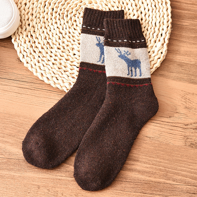 Rabbit Wool Socks For Men Women Plus Thick Velvet Thick Warm Socks Ankle Socks Christmas Deer